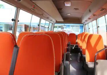 Inside of a 22 seat coaster